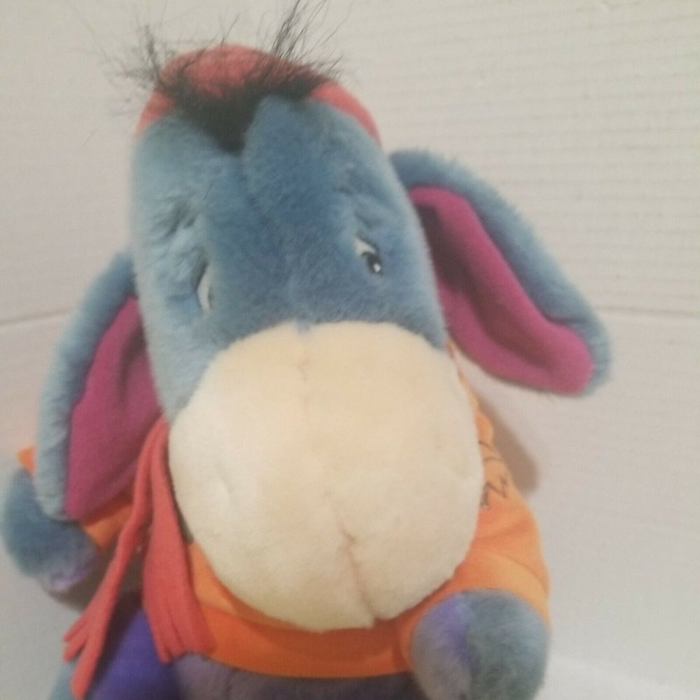 Autumn Eeyore Disney Plush With Scarf Sweater and Hat Fall Leaves 12" Never used